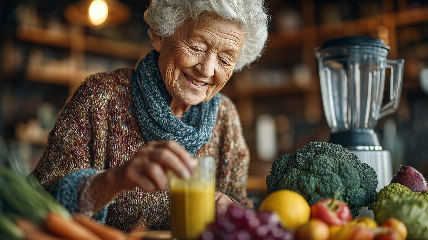 Persoane în vârstă bucurându-se de o masă sănătoasă